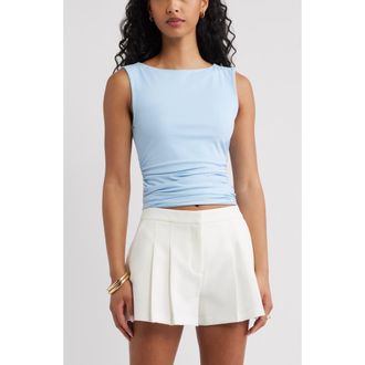 Open Edit Boat Neck Sleeveless Top in Blue Cerulean at Nordstrom, Size Xx-Small