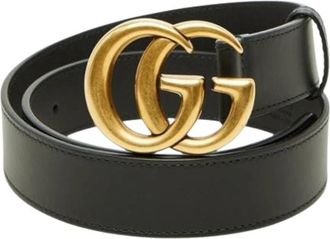 Gucci Pre-owned GG Marmont Standaard Riem - Dames - Vintage Accessoires - Zwart - ONE Size - Leer - Vintage