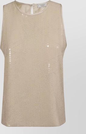 PESERICO womens georgette top sequin detail back keyhole