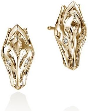 John Hardy Naga Stud Earrings in 14K Gold & Diamonds at Nordstrom