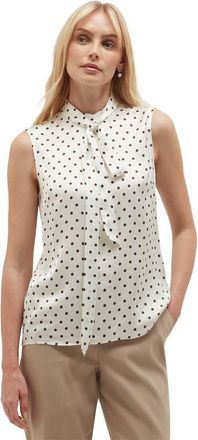 Hobbs London Natasha Tie-Neck Polka Dot Blouse in Brownivory at Nordstrom, Size 10