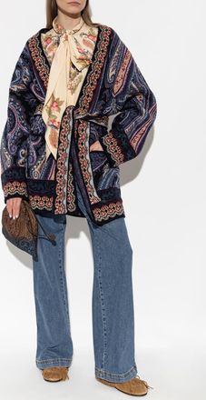 Etro Silk Shirt With Floral Motif, Womens, Beige