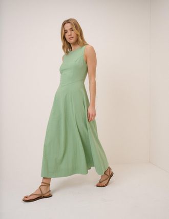 Nobody's Child Green Drop Waist Cedar Midi Dress