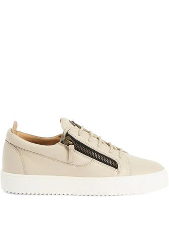 Giuseppe Zanotti Frankie double-zip low-top sneakers - men - Rubber/Calf Leather/Calf Leather - 40 - Neutrals