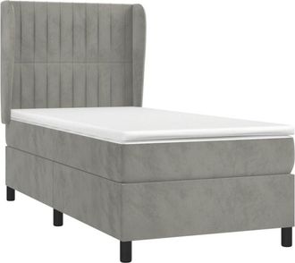 vidaXL Vidaxl - Cama Box Spring Con Colch&oacute;n Terciopelo Gris Claro 80x200 Cm