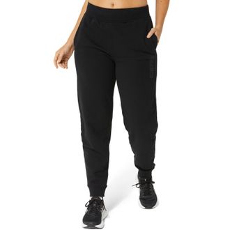 Asics Laufhose ASICS ASICS LOGO SWEATPANT, Damen, Gr. XS, N-Gr, schwarz (performance schwarz), Obermaterial: 88% Baumwolle, 12% Polyester, Hosen Laufhose