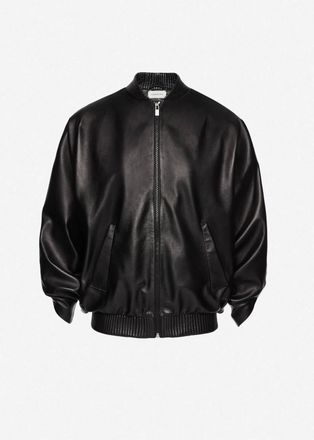 Magda Butrym Womens Ribbed-Trim Leather Jacket In Black