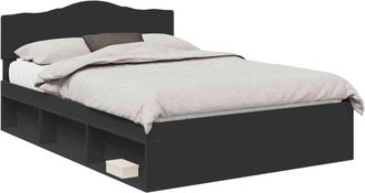 vidaXL Bed Frame with Headboard Black 160 x 200 cm Solid Pine Wood vidaXL