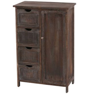 Hhg C&oacute;moda Con Cajones Estilo Vintage 82x55x30cm En Madera De Paulownia Marr&oacute;n 040002490