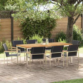 vidaXL Conjunto De Comedor De Jard&iacute;n 9 Pcs Madera S&oacute;lida De Acacia Vidaxl