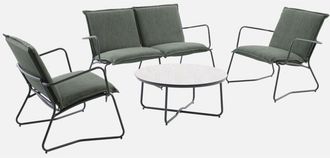 Sweeek Conjunto De Jard&iacute;n De Acero, Vidrio Y Textileno Para 4 Personas