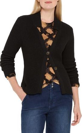 Nic+Zoe Shaker Stitch Cady Sweater Jacket in Black Onyx at Nordstrom Rack, Size X-Large