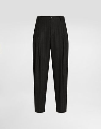 Dolce & Gabbana Pinstripe Virgin Wool Trousers - Man Pants And Shorts Multi-colored 50