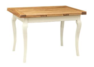 Biscottini International Biscottini - Mesa De Comedor Extensible De Estilo R&pound;stico De Madera Maciza De Tijolo Estructura Acabado Con Efecto Blanco Envejecido