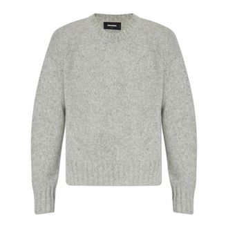Dsquared2 Wollen trui - Heren - Ronde hals truien - Grijs - 2XL - Wol - Truien & Vesten