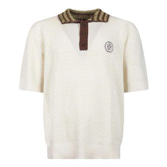 Dr&ocirc;le de Monsieur Round-neck Knitwear, male, White, Size: L Polo Maille Ajour&eacute; D Miroir