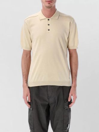 C.P. Company short sleeve polo sweater ribbed cuffs hem