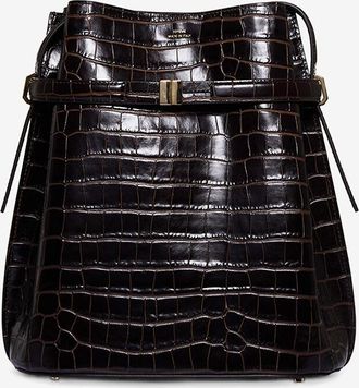 Toteme Beuteltasche aus Leder in Kroko-Optik Belted Bucket