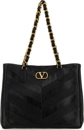 Valentino Garavani Black Laseine Medium Tote