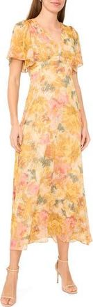 Halogen Flutter Sleeve Maxi Dress in Harvest Gold at Nordstrom Rack, Size X-Small