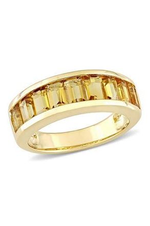 Delmar Yellow Plated Sterling Silver Baguette Cut Citrine Band at Nordstrom Rack, Size 7