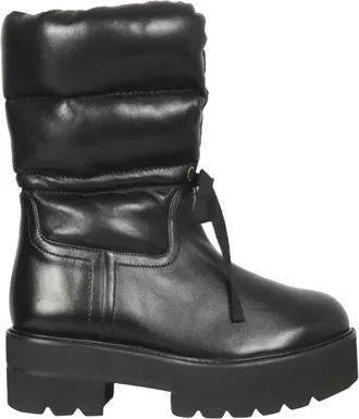 Stuart Weitzman Black Lace Up Boots