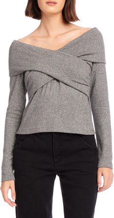 Fifteen Twenty Lana Metallic Crossover Top in Silver at Nordstrom, Size Medium