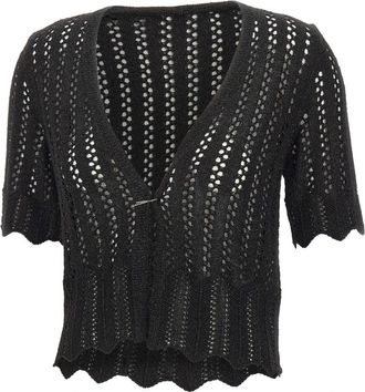 Kaos Openwork Lurex Shrug - Dames - Vesten - Zwart - S - Truien & Vesten