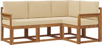 vidaXL Conjunto De Sof&aacute;s De Exterior 4 Uds. Natural Y Beige Vidaxl