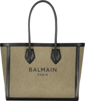 Balmain Tote Bag met Logo - Dames - Shoppers - Groen - ONE Size - Katoen - Tassen