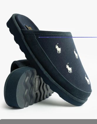 Polo Ralph Lauren Mens Polo Ralph Lauren RD SCFF II Mens Slippers Navy/Paper White - Blue - Size: 10