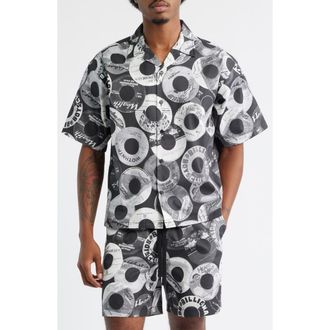 Billionaire Boys Club Beats Print Cotton Cropped Camp Shirt in Black at Nordstrom Rack, Size Xx-Large