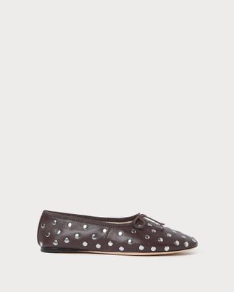 Loeffler Randall Womens Landon Soft Ballet Flat In Espresso/silver