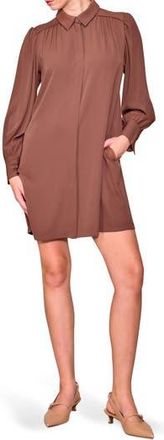 Melloday Long Sleeve Crepe Shirtdress in Mocha at Nordstrom Rack, Size X-Large