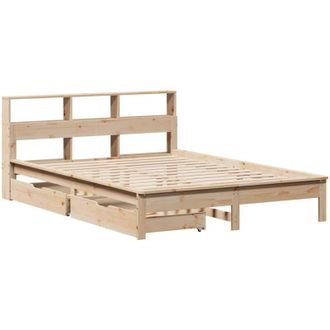 vidaXL Cama Con Estanter&iacute;a Sin Colch&oacute;n Madera Maciza De Pino 140x190cm Vidaxl