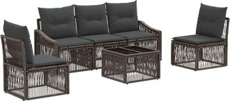 vidaXL Conjunto De Sof&aacute;s De Jard&iacute;n 6 Uds. Gris Rat&aacute;n Sint&eacute;tico Vidaxl