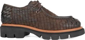 Sergio Moretti Brown Woven Leather Lug Sole Loafers