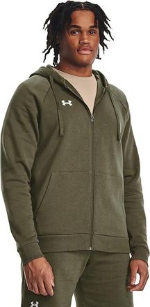 Under Armour Rival Fleece Full Zip Hoodie Mens Clothing Marine OD Green/White : 2XL, Cotton/Polyester