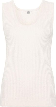 Toteme ribbed knitted top - women - Cotton - L - Neutrals