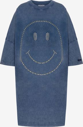 Moschino Abito oversize in cotone pesante Smiley - Blu