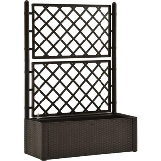 vidaXL Garden Raised Bed with Trellis and Self Watering System Mocha vidaXL