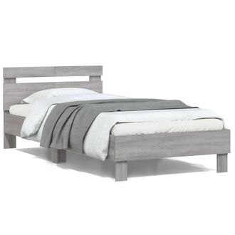 Berkfield Home Bed Frame without Mattress with Headboard Grey Sonoma 100x200 cm