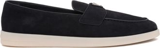 Prada Loafers, male, Blue, Size: 10 US Triangle Logo Suede Loafers