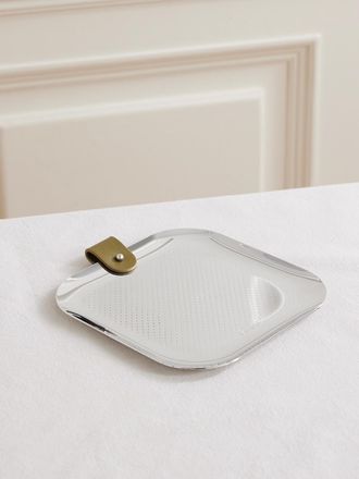Christofle Club Leather-trimmed Silver-plated Trinket Tray