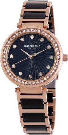 Kenneth Cole Quartz Crystal Black Dial Ladies Watch KCWLG0066104