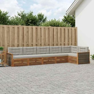 vidaXL Vidaxl Set Di Divani Da Esterno 6 Pz Naturale E Grigio Chiaro