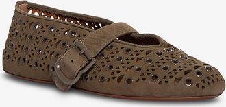 Alaia Gestanzte Wildlederballerinas mit runder Kappe Vienne