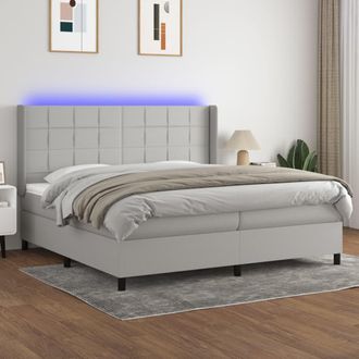 vidaXL Vidaxl - Cama Box Spring Con Colch&oacute;n Tela Y Led Gris Claro 200x200 Cm