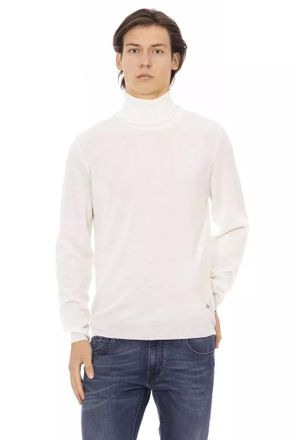 Baldinini White Fabric Men Turtleneck Mens Sweater