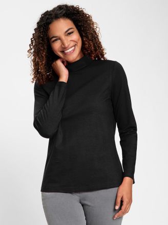 Casual Looks Rollkragenshirt CASUAL LOOKS Rollkragen-Shirt, Damen, Gr. 36, schwarz, 95% Baumwolle, 5% Elasthan, unifarben, Shirts Rollkragenshirt